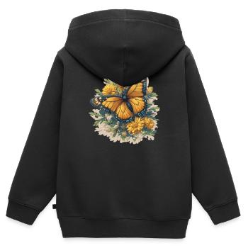 papillon papillons papillon papillon - Sweat Premium à capuche zippé enfant bio - noir - Dos - AI Model Kid Male (0cm)