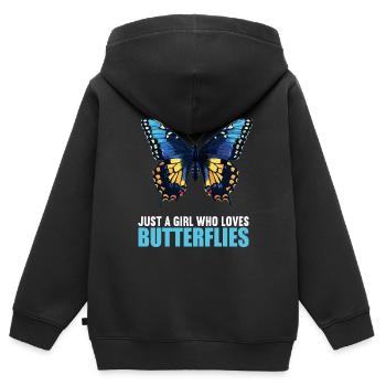 Butterfly Schmetterlinge Schmetterling - Kinder Premium Organic Zip Hoodie - Schwarz - Hinten - AI Model Kid Male (0cm)