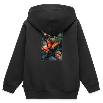 papillon papillons papillon papillon - Sweat Premium à capuche zippé enfant bio - noir - Dos - AI Model Kid Male (0cm)