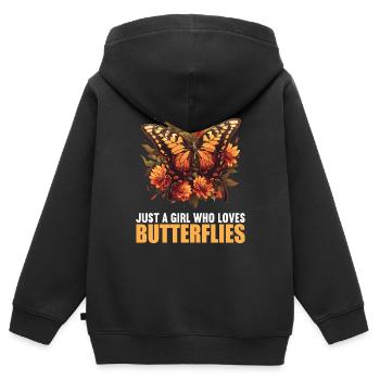 papillon papillons papillon papillon - Sweat Premium à capuche zippé enfant bio - noir - Dos - AI Model Kid Male (0cm)