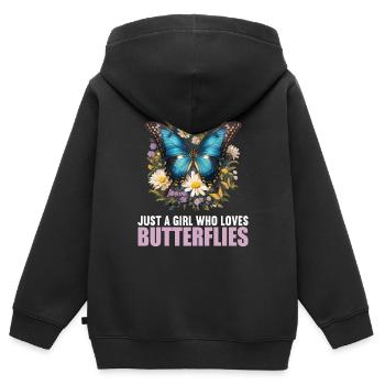 papillon papillons papillon papillon - Sweat Premium à capuche zippé enfant bio - noir - Dos - AI Model Kid Male (0cm)
