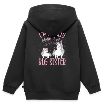 I`m Finally Going To Be A Big Sister Unicorn Gift - Kinder Premium Organic Zip Hoodie - Schwarz - Hinten - AI Model Kid Male (0cm)