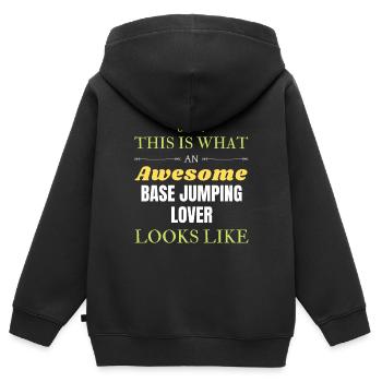 Voici à quoi ressemble un amateur de BASE jump génial l - Sweat Premium à capuche zippé enfant bio - noir - Dos - AI Model Kid Male (0cm)