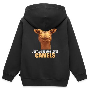 Camel Kamele Kamel - Kinder Premium Organic Zip Hoodie - Schwarz - Hinten - AI Model Kid Male (0cm)