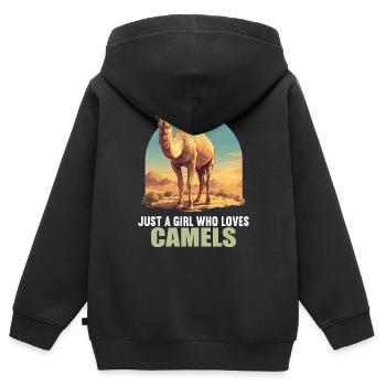 Camel Kamele Kamel - Kinder Premium Organic Zip Hoodie - Schwarz - Hinten - AI Model Kid Male (0cm)