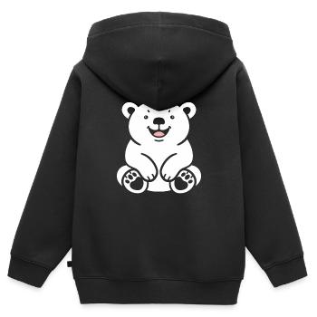 Eisbär - Kinder Premium Organic Zip Hoodie - Schwarz - Hinten - AI Model Kid Male (0cm)