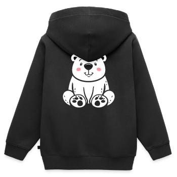 Eisbär - Kinder Premium Organic Zip Hoodie - Schwarz - Hinten - AI Model Kid Male (0cm)