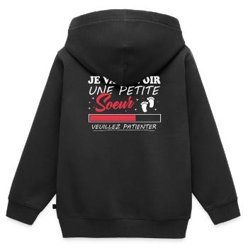 Ich werde eine kleine Schwester haben - Kinder Premium Organic Zip Hoodie - Schwarz - Hinten - AI Model Kid Male (0cm)