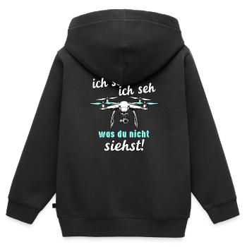 Drohnen - Ich Seh, Ich Seh - Kinder Premium Organic Zip Hoodie - Schwarz - Hinten - AI Model Kid Male (0cm)