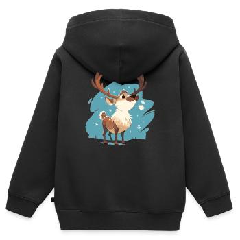 Caribou Karibus Karibu - Sweat Premium à capuche zippé enfant bio - noir - Dos - AI Model Kid Male (0cm)