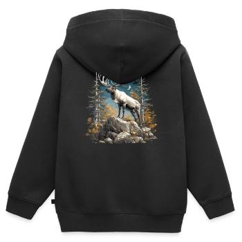 Caribou Karibus Karibu - Sweat Premium à capuche zippé enfant bio - noir - Dos - AI Model Kid Male (0cm)