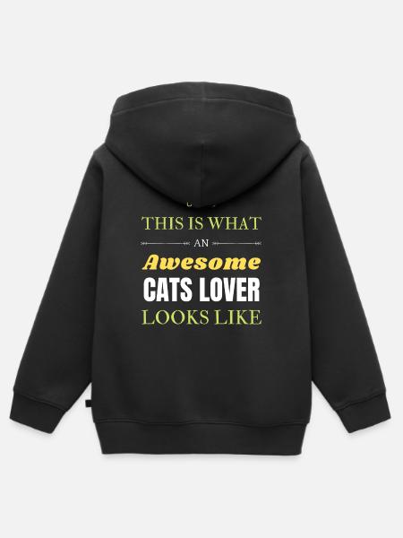 This is what an awesome Cats lover looks like - Kids Premium Organic Zip-up Hoodie - black