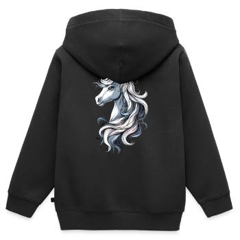 Pony Riding Pony Foal Rider Ponies Riding Pony Farm - Kids Premium Organic Zip-up Hoodie - black - Back - AI Model Kid Male (0cm)