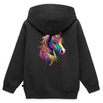 Pony Riding Pony Foal Rider Ponies Riding Pony Farm - Kids Premium Organic Zip-up Hoodie - black - Back - AI Model Kid Male (0cm)