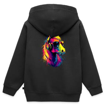 Pony Riding Pony Foal Rider Ponies Riding Pony Farm - Kids Premium Organic Zip-up Hoodie - black - Back - AI Model Kid Male (0cm)