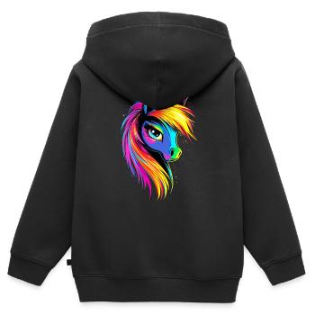 Pony Riding Pony Foal Rider Ponies Riding Pony Farm - Kids Premium Organic Zip-up Hoodie - black - Back - AI Model Kid Male (0cm)