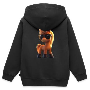Pony Riding Pony Foal Rider Ponies Riding Pony Farm - Kids Premium Organic Zip-up Hoodie - black - Back - AI Model Kid Male (0cm)