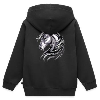 Pony Riding Pony Foal Rider Ponies Riding Pony Farm - Kids Premium Organic Zip-up Hoodie - black - Back - AI Model Kid Male (0cm)