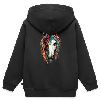 Pony Riding Pony Foal Rider Ponies Riding Pony Farm - Kids Premium Organic Zip-up Hoodie - black - Back - AI Model Kid Male (0cm)