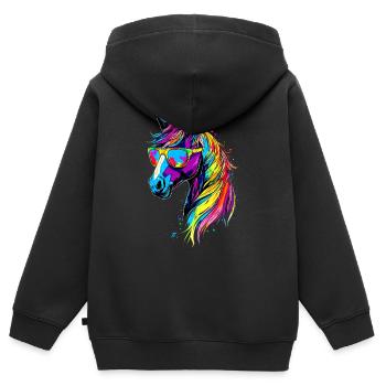 Pony Riding Pony Foal Rider Ponies Riding Pony Farm - Kids Premium Organic Zip-up Hoodie - black - Back - AI Model Kid Male (0cm)
