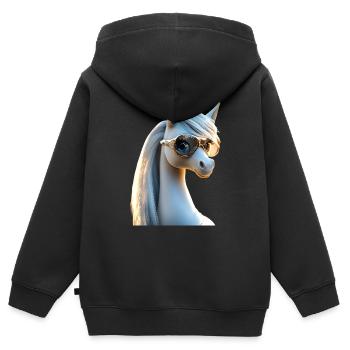 Pony Riding Pony Foal Rider Ponies Riding Pony Farm - Kids Premium Organic Zip-up Hoodie - black - Back - AI Model Kid Male (0cm)