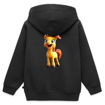 Pony Riding Pony Foal Rider Ponies Riding Pony Farm - Kids Premium Organic Zip-up Hoodie - black - Back - AI Model Kid Male (0cm)