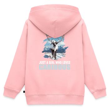 Caribou Karibus Karibu - Sweat Premium à capuche zippé enfant bio - rose - Dos - AI Model Kid Female (0cm)
