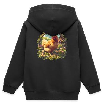 Rooster Roosters Rooster - Kids Premium Organic Zip-up Hoodie - black - Back - AI Model Kid Male (0cm)