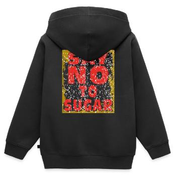 ZUCKER SAY NO TO SUGAR - Kinder Premium Organic Zip Hoodie - Schwarz - Hinten - AI Model Kid Male (0cm)