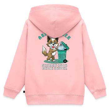 ABFALLEIMER NEHMEN AUCH MEINE BEUTEL - Kinder Premium Organic Zip Hoodie - Rosa - Hinten - AI Model Kid Female (0cm)