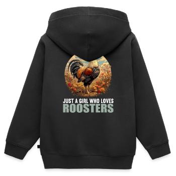 Rooster Roosters Rooster - Kids Premium Organic Zip-up Hoodie - black - Back - AI Model Kid Male (0cm)