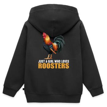 Rooster Roosters Rooster - Kids Premium Organic Zip-up Hoodie - black - Back - AI Model Kid Male (0cm)