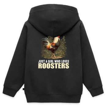 Rooster Roosters Rooster - Kids Premium Organic Zip-up Hoodie - black - Back - AI Model Kid Male (0cm)