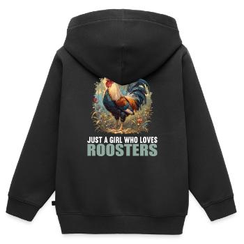 Rooster Roosters Rooster - Kids Premium Organic Zip-up Hoodie - black - Back - AI Model Kid Male (0cm)