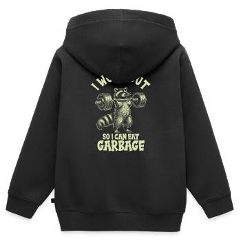 Ich Trainiere Damit Ich Müll Essen Kann - - Kinder Premium Organic Zip Hoodie - Schwarz - Hinten - AI Model Kid Male (0cm)