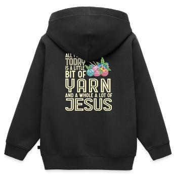 Alles Was Ich Heute Brauche Ist Ein Bisschen Garn - Kinder Premium Organic Zip Hoodie - Schwarz - Hinten - AI Model Kid Male (0cm)