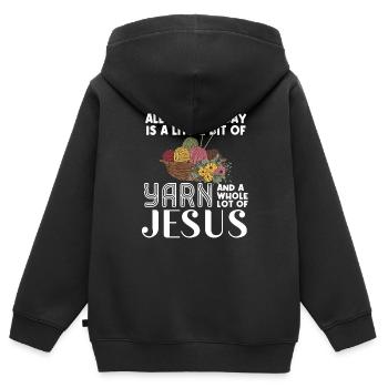 Alles Was Ich Heute Brauche Ist Ein Bisschen Garn - Kinder Premium Organic Zip Hoodie - Schwarz - Hinten - AI Model Kid Male (0cm)