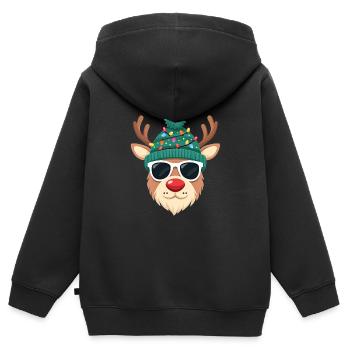 Weihnachts Rentier mit roter Nase - Kinder Premium Organic Zip Hoodie - Schwarz - Hinten - AI Model Kid Male (0cm)