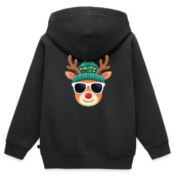 Weihnachts Rentier mit roter Nase - Kinder Premium Organic Zip Hoodie - Schwarz - Hinten - AI Model Kid Male (0cm)