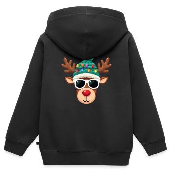 Weihnachts Rentier mit roter Nase - Kinder Premium Organic Zip Hoodie - Schwarz - Hinten - AI Model Kid Male (0cm)