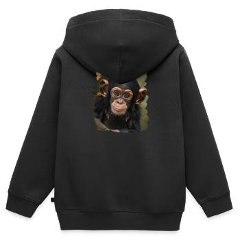 Chimpanzee Schimpansen Schimpanse - Kinder Premium Organic Zip Hoodie - Schwarz - Hinten - AI Model Kid Male (0cm)