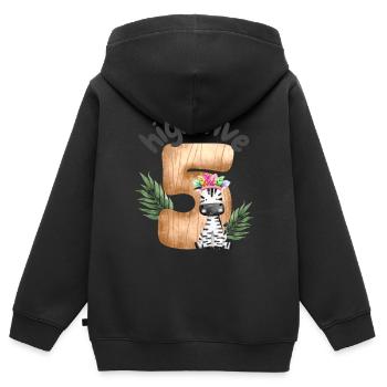 High Five Zebra Safari - Sweat Premium à capuche zippé enfant bio - noir - Dos - AI Model Kid Male (0cm)