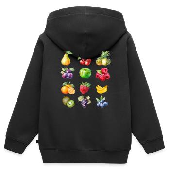 Ich liebe Obst.Gesunde Ernährung ist meine Ernährung - Kinder Premium Organic Zip Hoodie - Schwarz - Hinten - AI Model Kid Male (0cm)