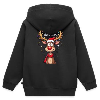 Weihnachten Rentier Rudolph - Kinder Premium Organic Zip Hoodie - Schwarz - Hinten - AI Model Kid Male (0cm)