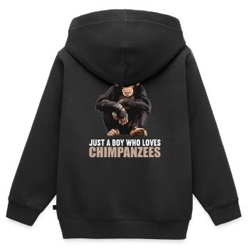 Chimpanzee Schimpansen Schimpanse - Kinder Premium Organic Zip Hoodie - Schwarz - Hinten - AI Model Kid Male (0cm)