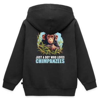 Chimpanzee Schimpansen Schimpanse - Kinder Premium Organic Zip Hoodie - Schwarz - Hinten - AI Model Kid Male (0cm)