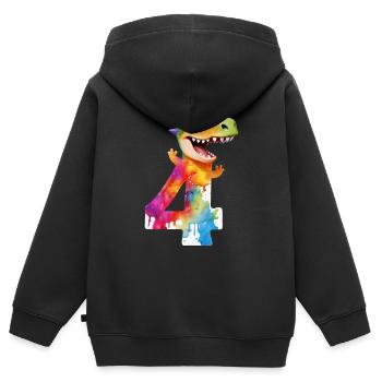 NUMMER 4 JAHRE DINOSAURIER 4. GEBURTSTAG DINO - Kinder Premium Organic Zip Hoodie - Schwarz - Hinten - AI Model Kid Male (0cm)