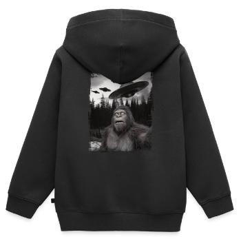 Ufo Alien Bigfoot Sasquatch - Kids Premium Organic Zip-up Hoodie - black - Back - AI Model Kid Male (0cm)