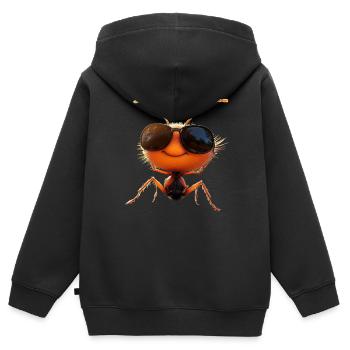 fourmi fourmi de forêt fourmi de feu insecte fourmis mignonnes - Sweat Premium à capuche zippé enfant bio - noir - Dos - AI Model Kid Male (0cm)