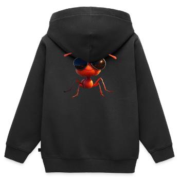 fourmi fourmi de forêt fourmi de feu insecte fourmis mignonnes - Sweat Premium à capuche zippé enfant bio - noir - Dos - AI Model Kid Male (0cm)